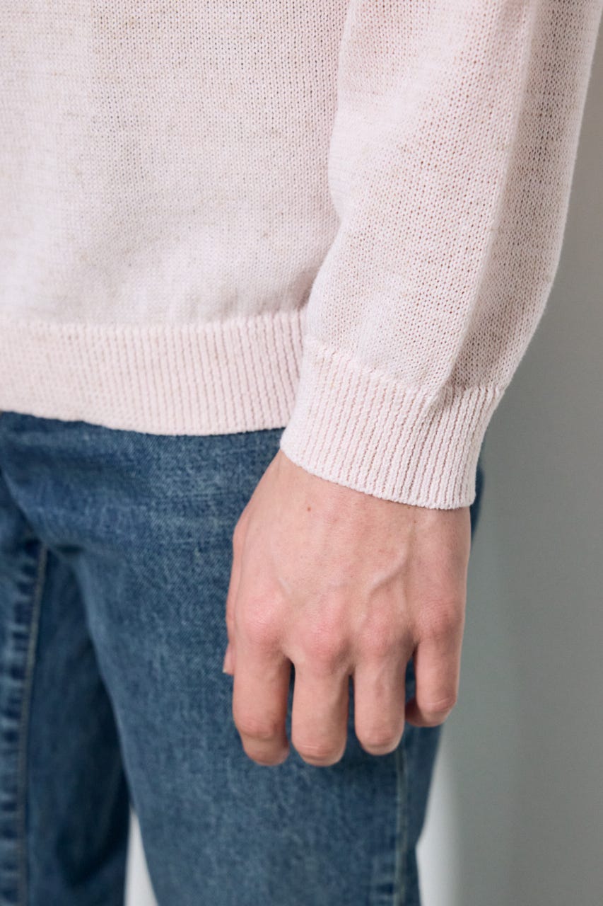 【SS先行アイテム】リネンミックスニットトップス L/PNK L