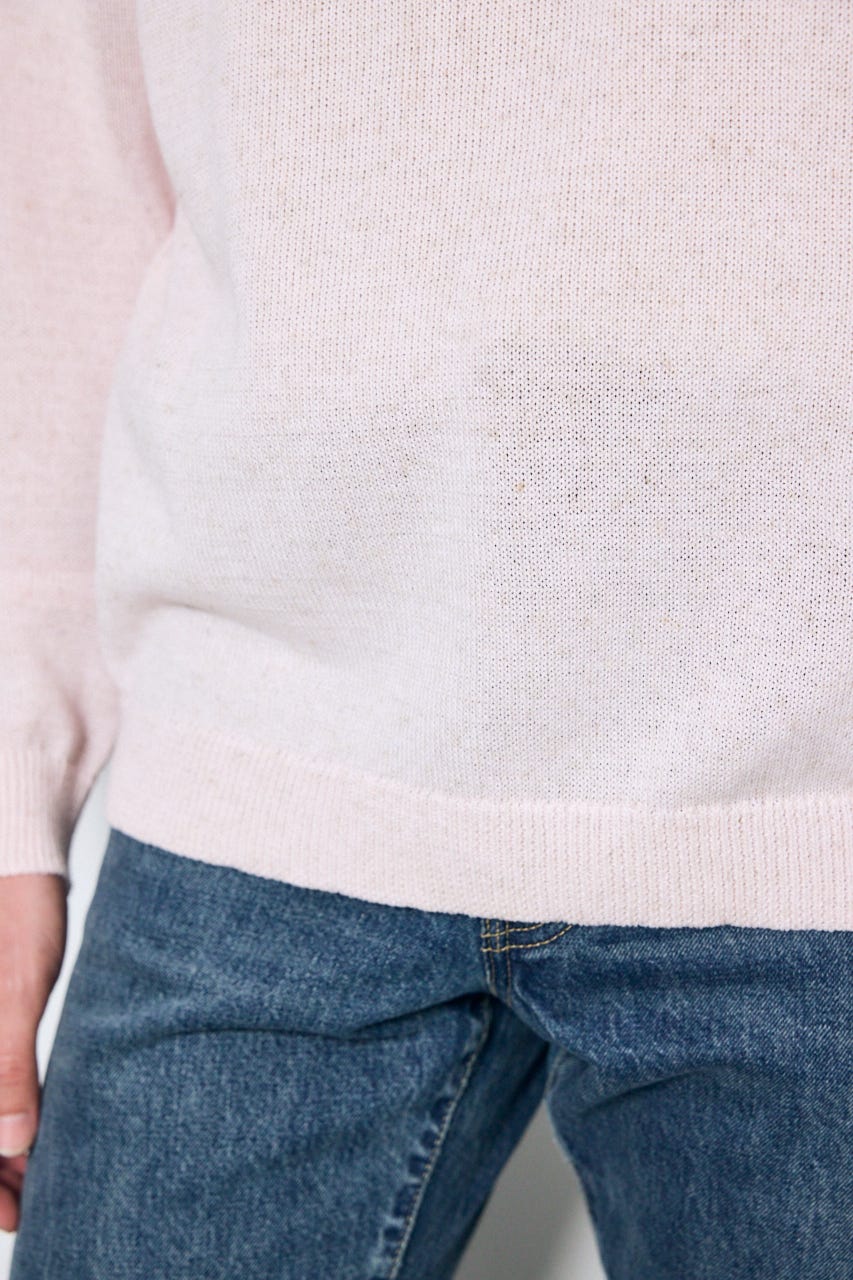 【SS先行アイテム】リネンミックスニットトップス L/PNK L