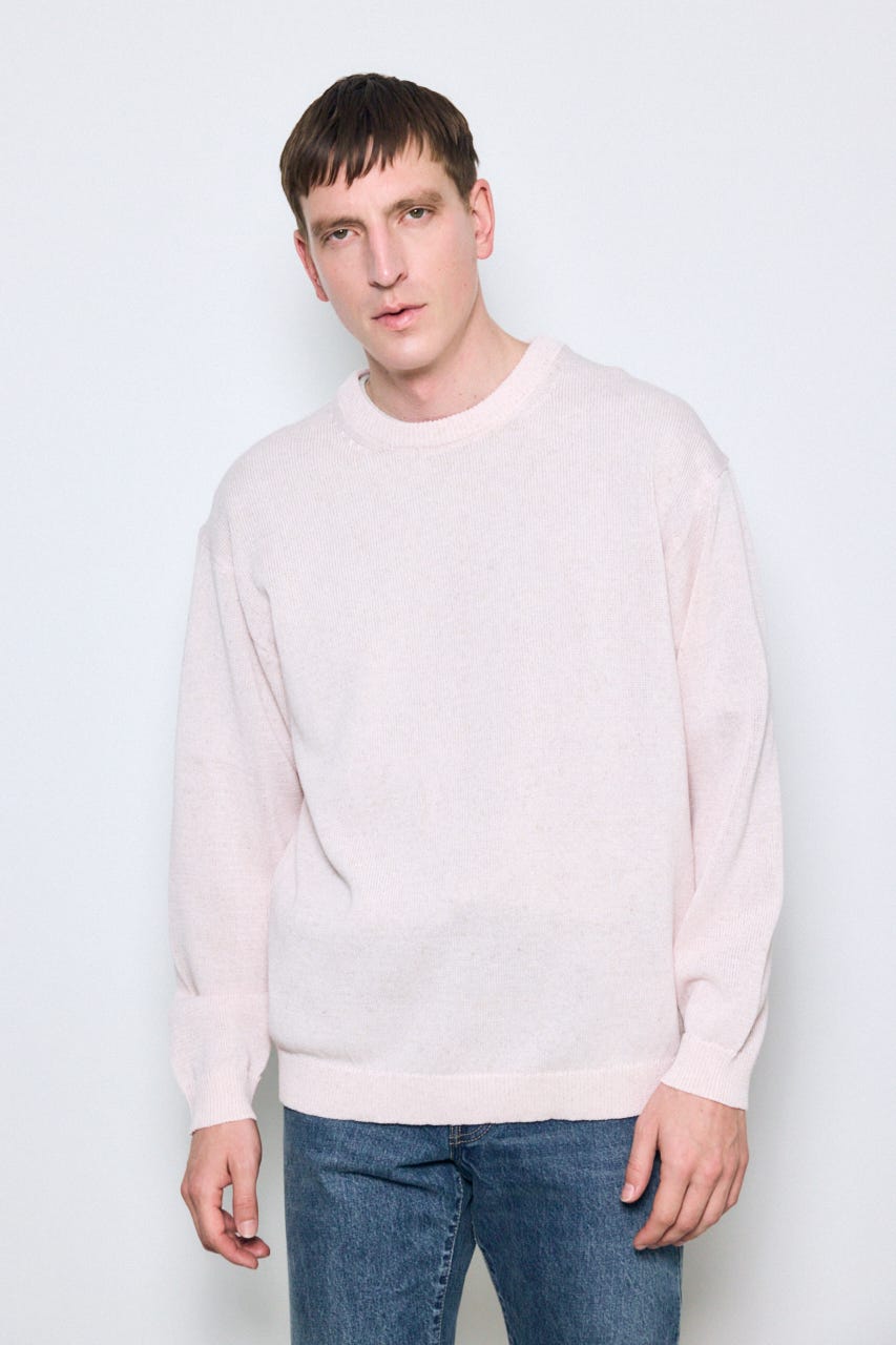 【SS先行アイテム】リネンミックスニットトップス L/PNK L