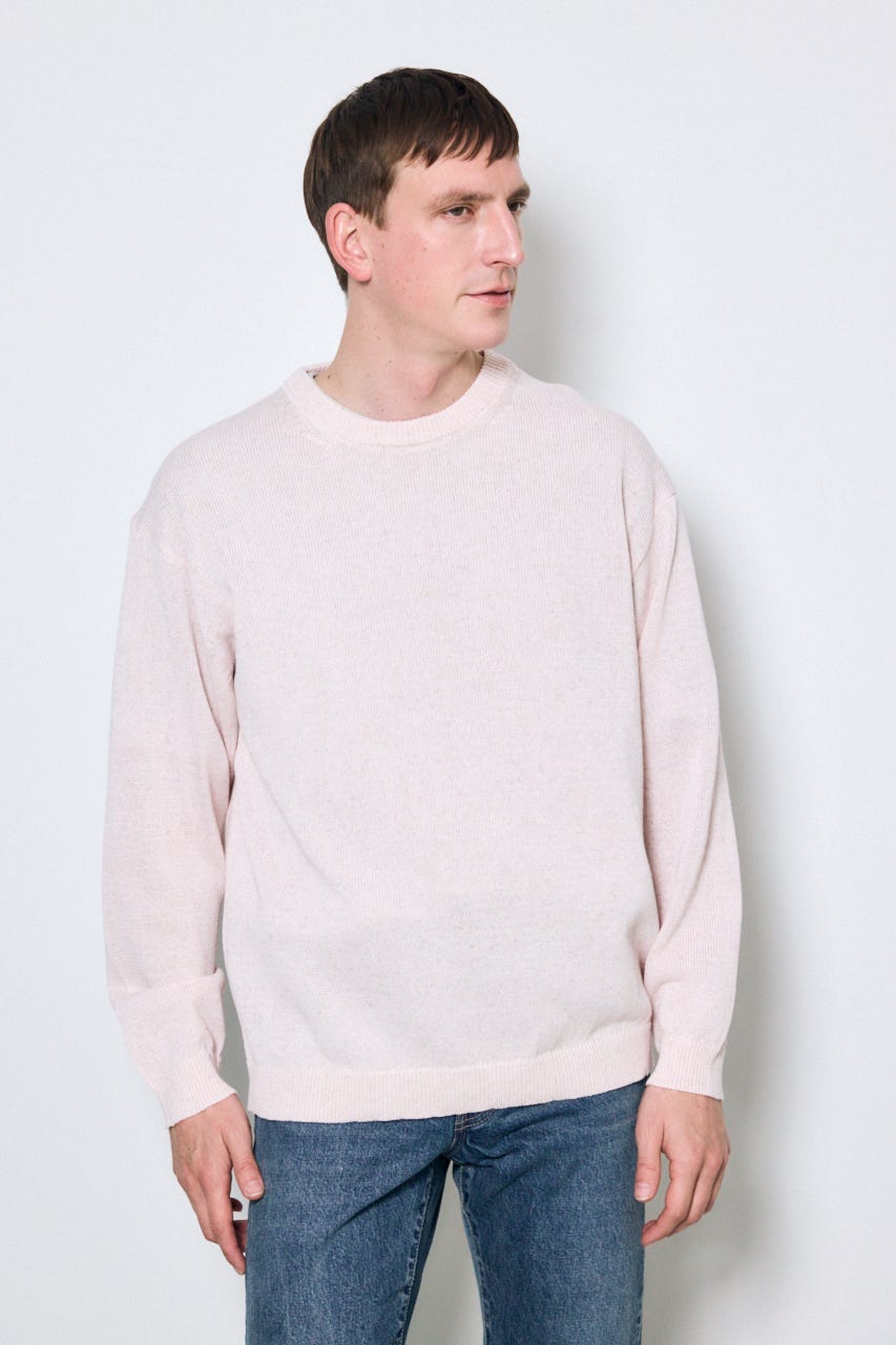 【SS先行アイテム】リネンミックスニットトップス L/PNK L