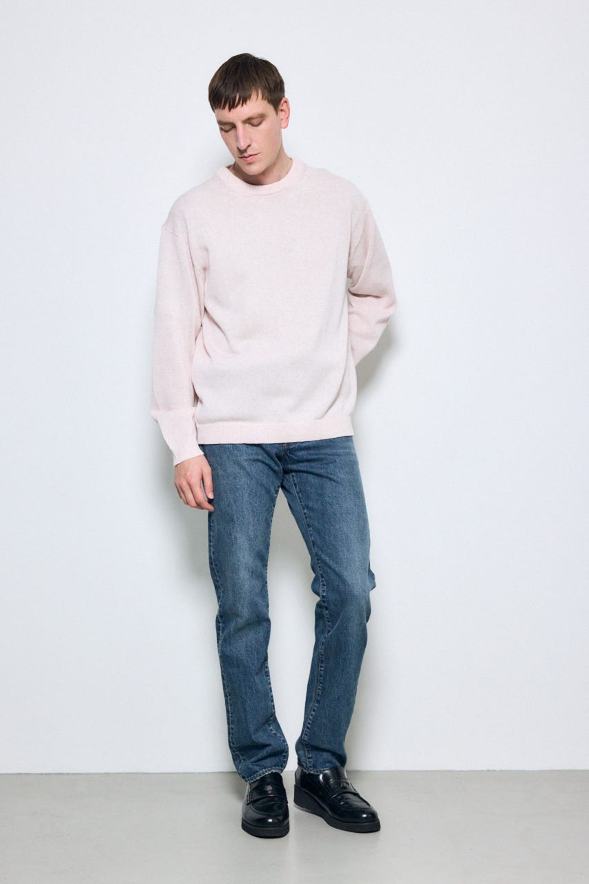 【SS先行アイテム】リネンミックスニットトップス L/PNK L