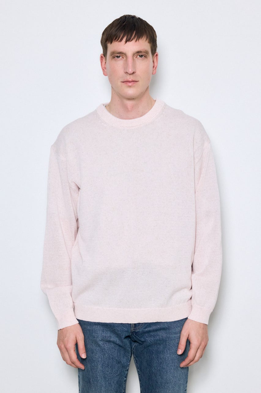 【SS先行アイテム】リネンミックスニットトップス L/PNK L