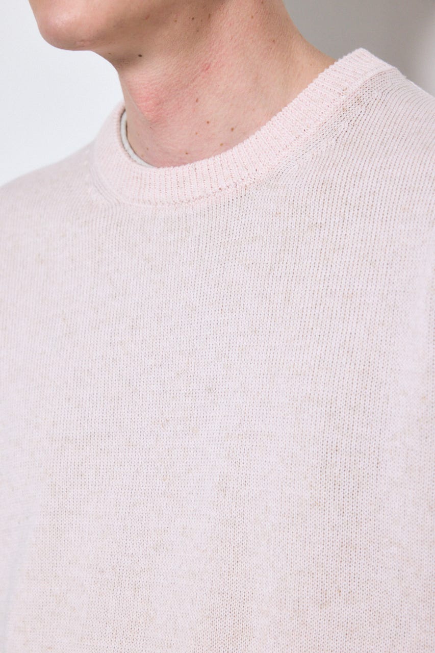 【SS先行アイテム】リネンミックスニットトップス L/PNK L