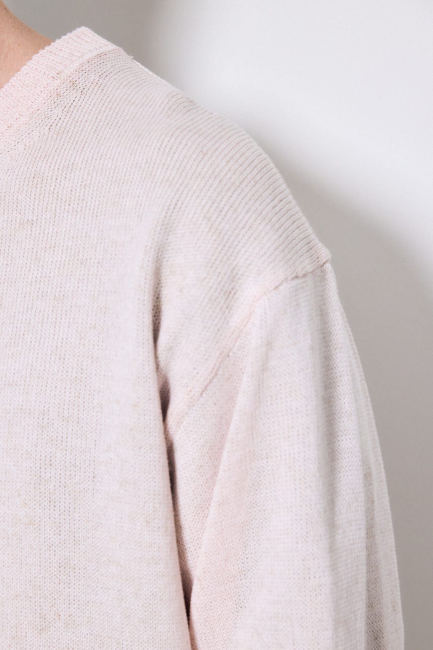 【SS先行アイテム】リネンミックスニットトップス L/PNK L