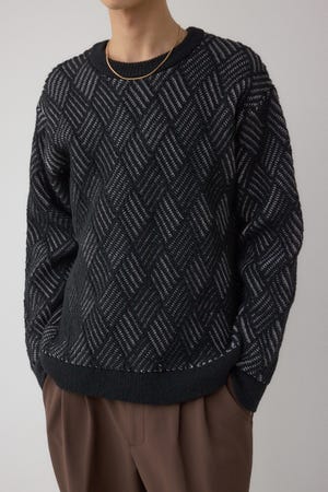 ダイヤ柄ニットトップス