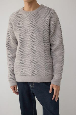 ダイヤ柄ニットトップス