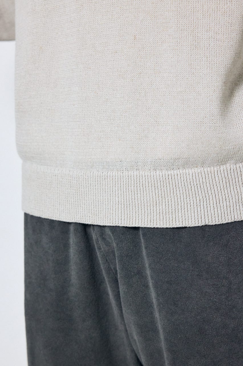 【SS先行アイテム】リネンミックススキッパーポロシャツ BEG M