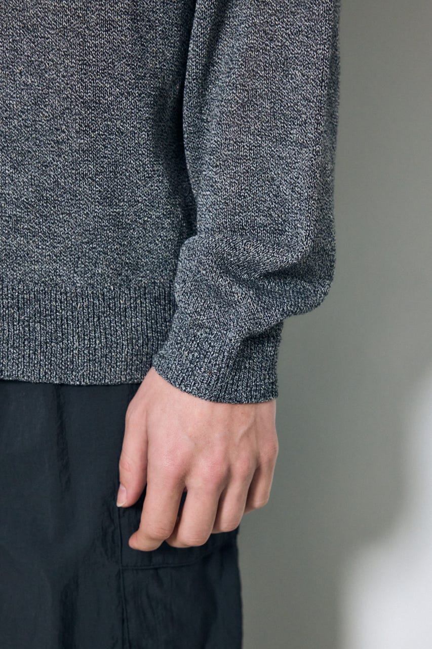 【SS先行アイテム】リネンミックススキッパーポロシャツ BLK L