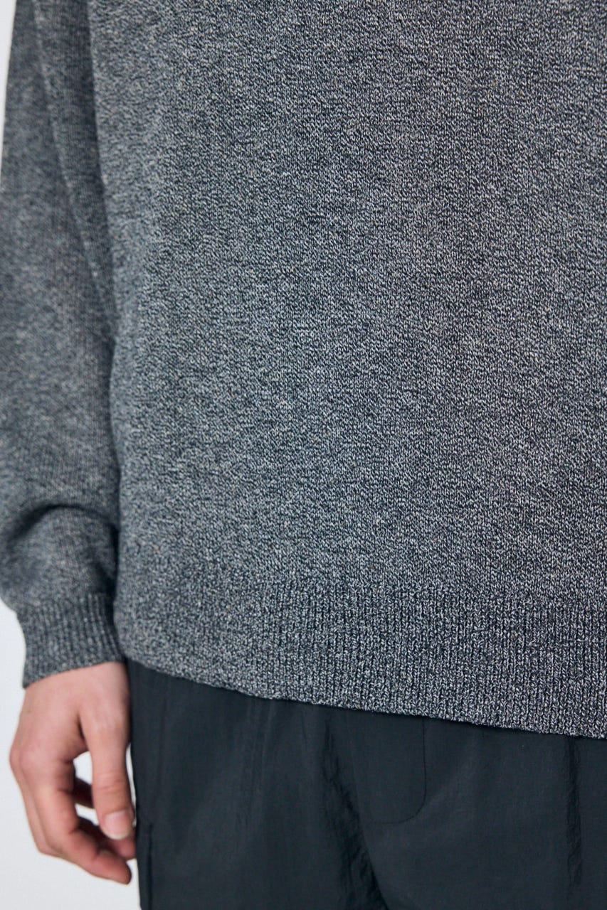 【SS先行アイテム】リネンミックススキッパーポロシャツ BLK L