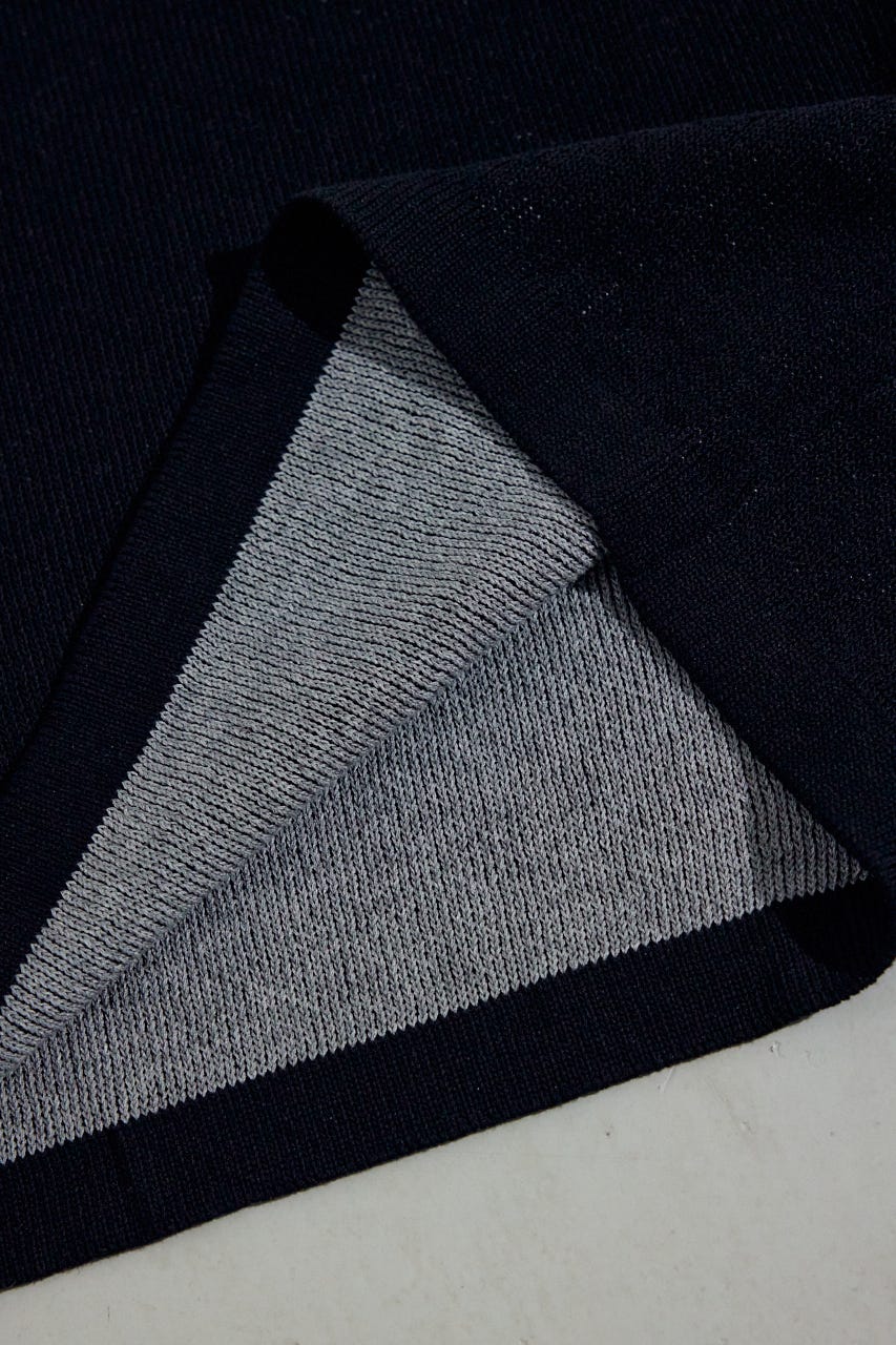 裏配色リネンミックスニットトップス BLK L