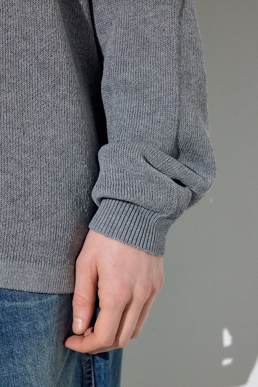 裏配色リネンミックスニットトップス GRY M