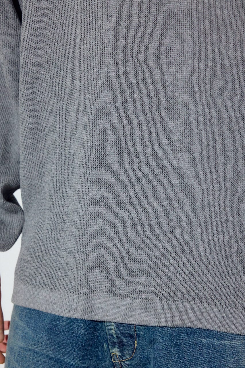 裏配色リネンミックスニットトップス GRY M