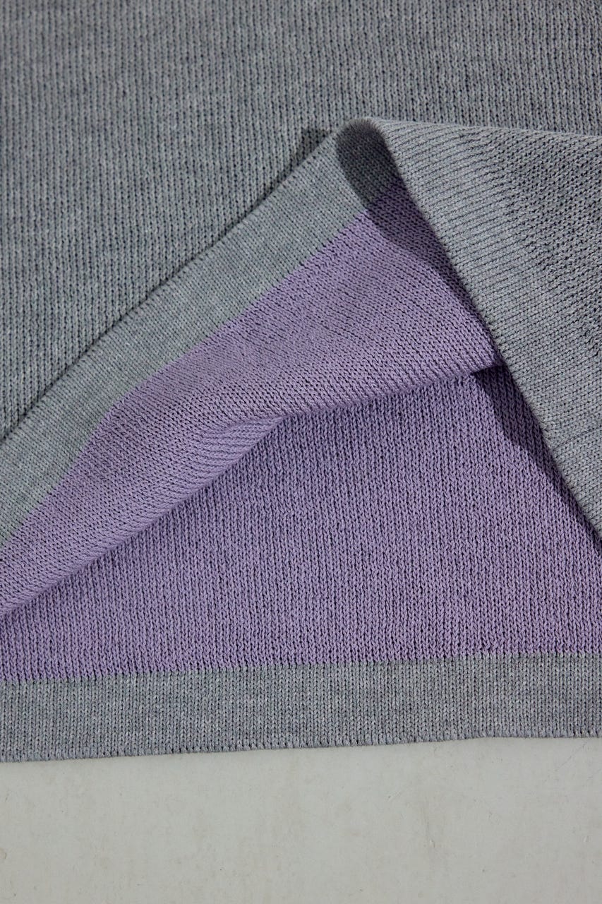 裏配色リネンミックスニットトップス GRY M