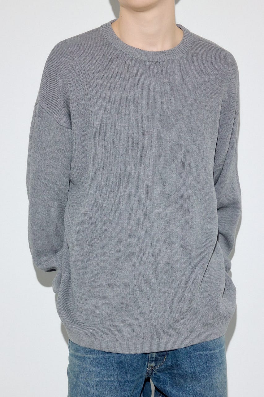 裏配色リネンミックスニットトップス GRY M