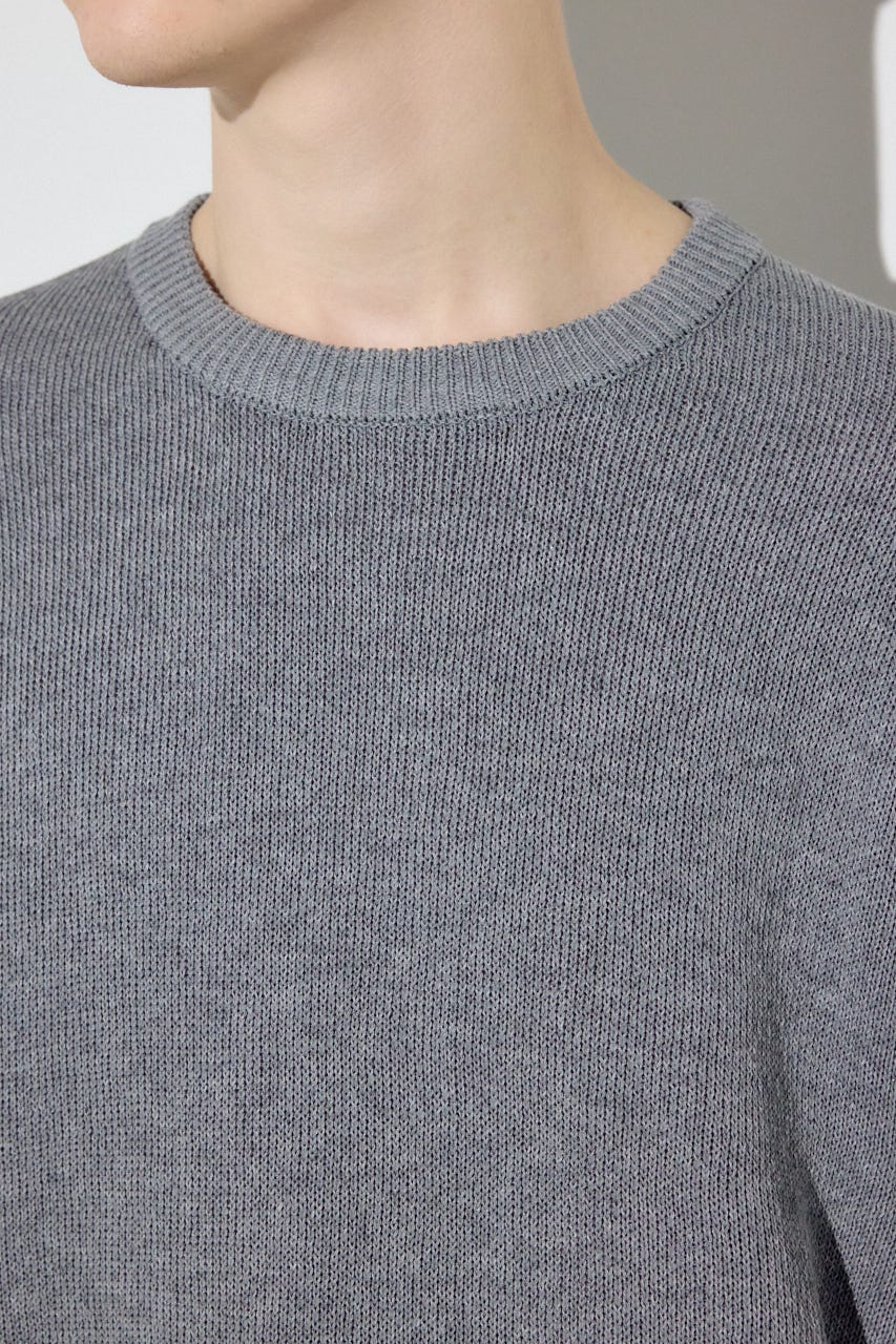 裏配色リネンミックスニットトップス GRY M