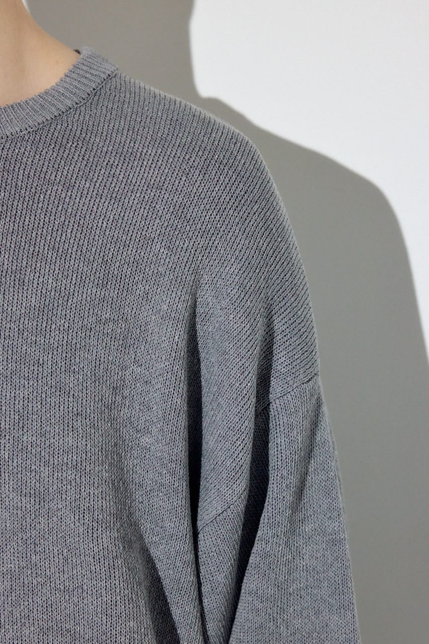 裏配色リネンミックスニットトップス GRY M