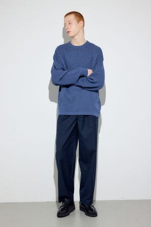 裏配色リネンミックスニットトップス