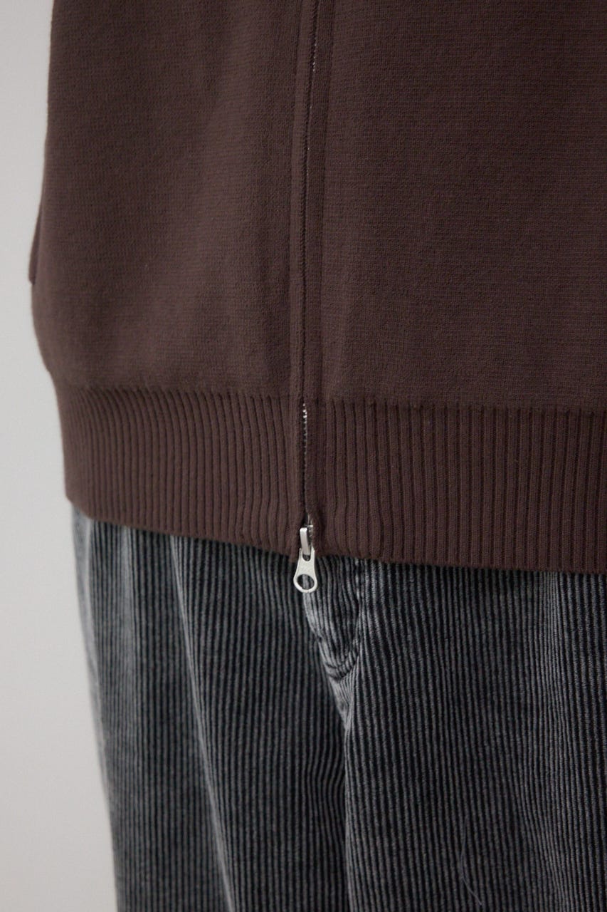 ジップアップ襟付きニットカーディガン BRN XL