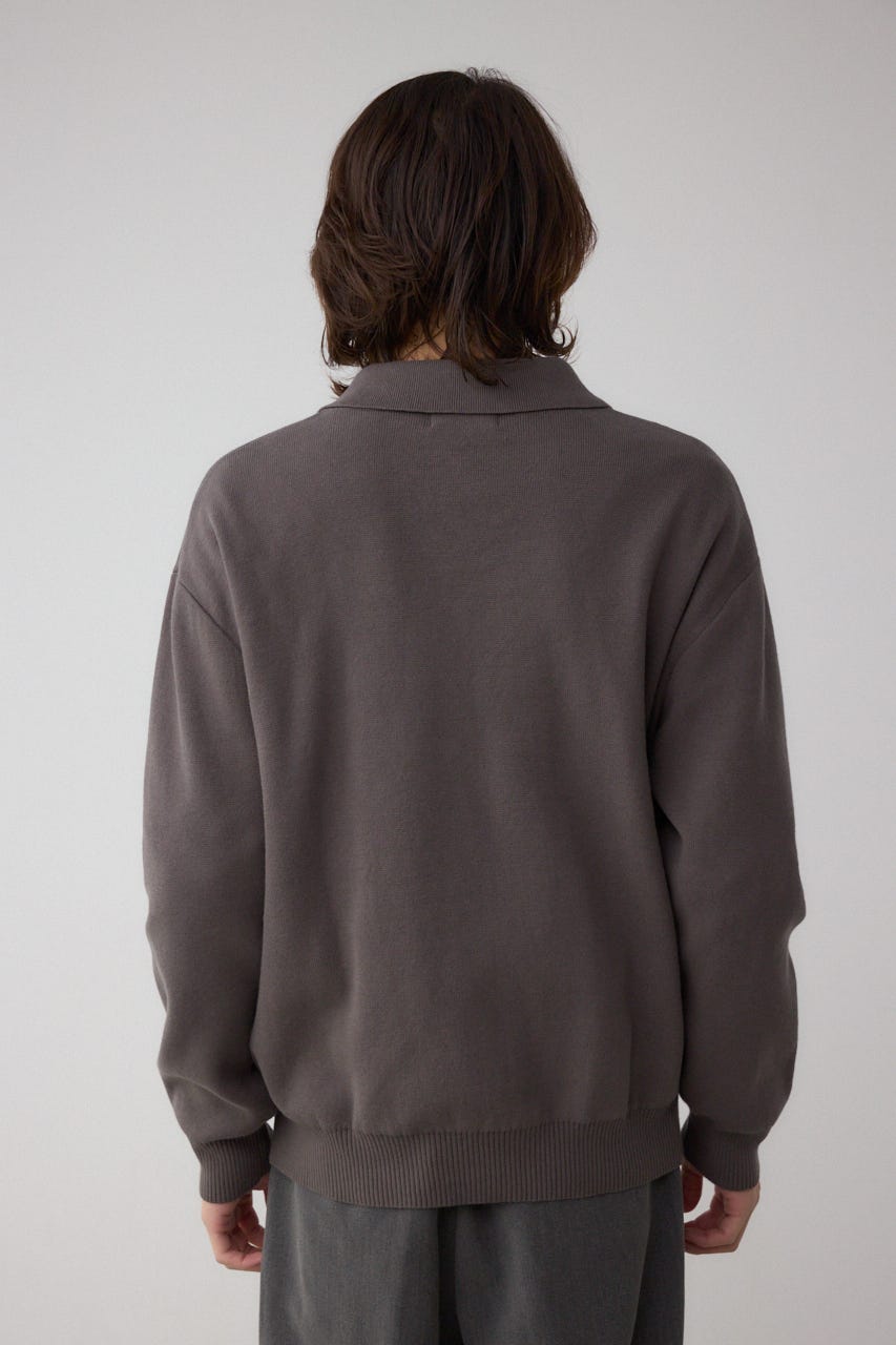 ジップアップ襟付きニットカーディガン D/GRY M