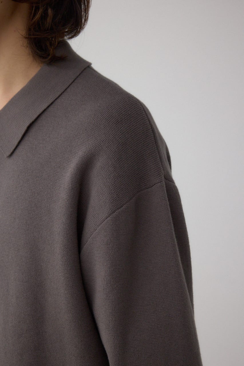 ジップアップ襟付きニットカーディガン D/GRY M