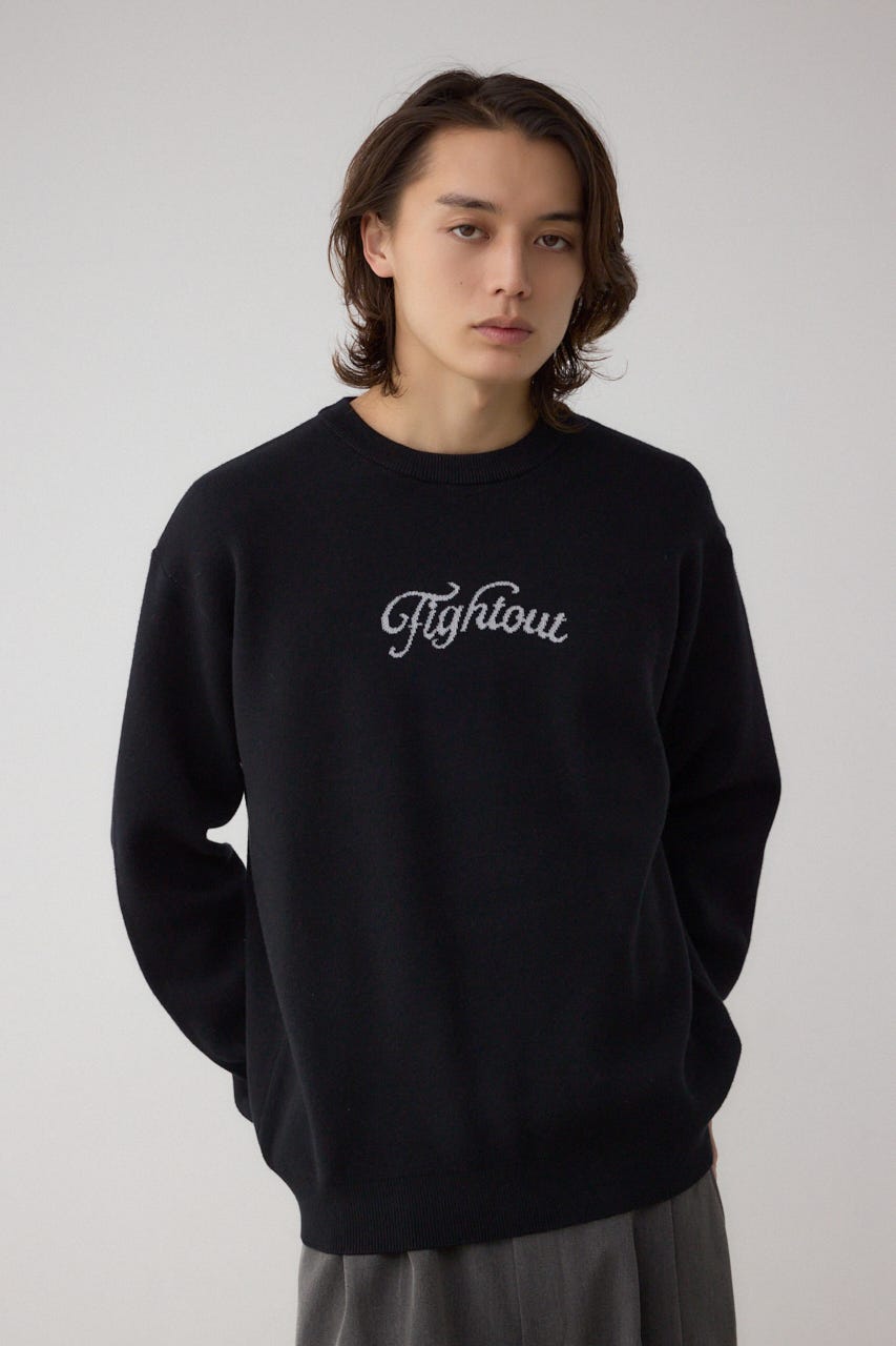 フロントロゴニットトップス BLK S