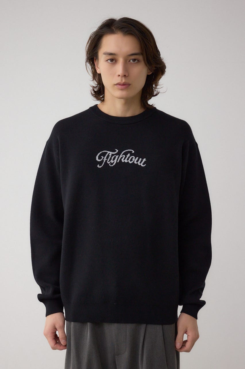 フロントロゴニットトップス BLK S