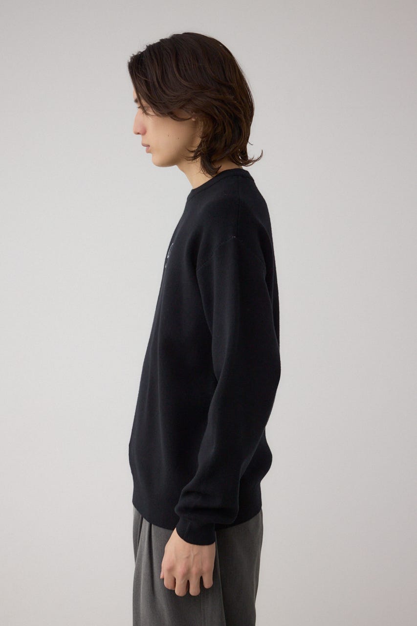 フロントロゴニットトップス BLK S