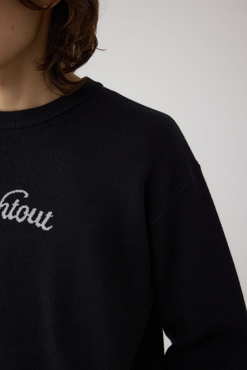 フロントロゴニットトップス BLK S