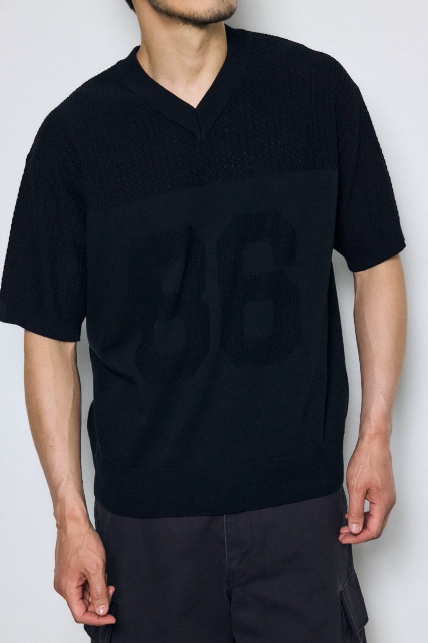 ナンバリングニットトップス BLK L