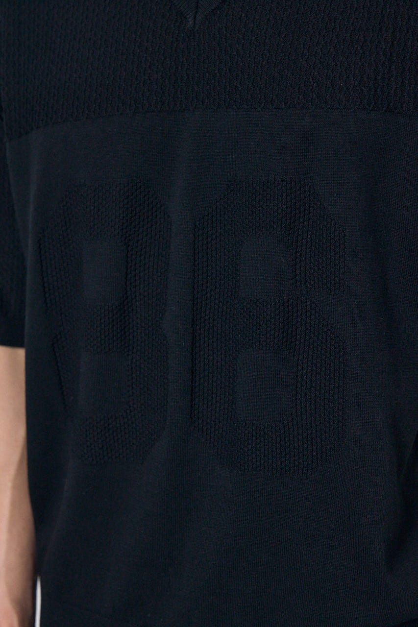 ナンバリングニットトップス BLK L