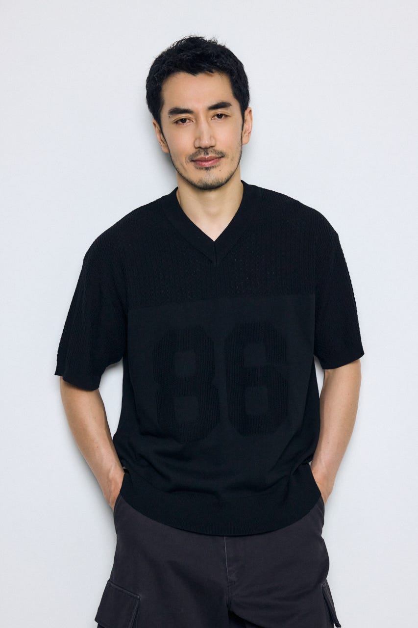 ナンバリングニットトップス BLK L