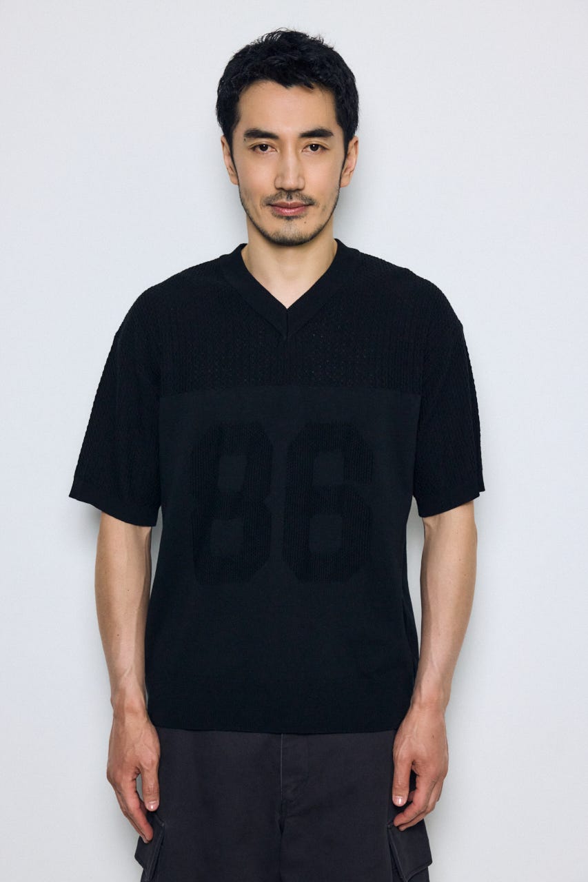 ナンバリングニットトップス BLK L