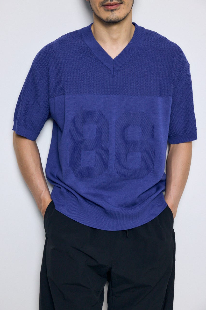 ナンバリングニットトップス BLU M