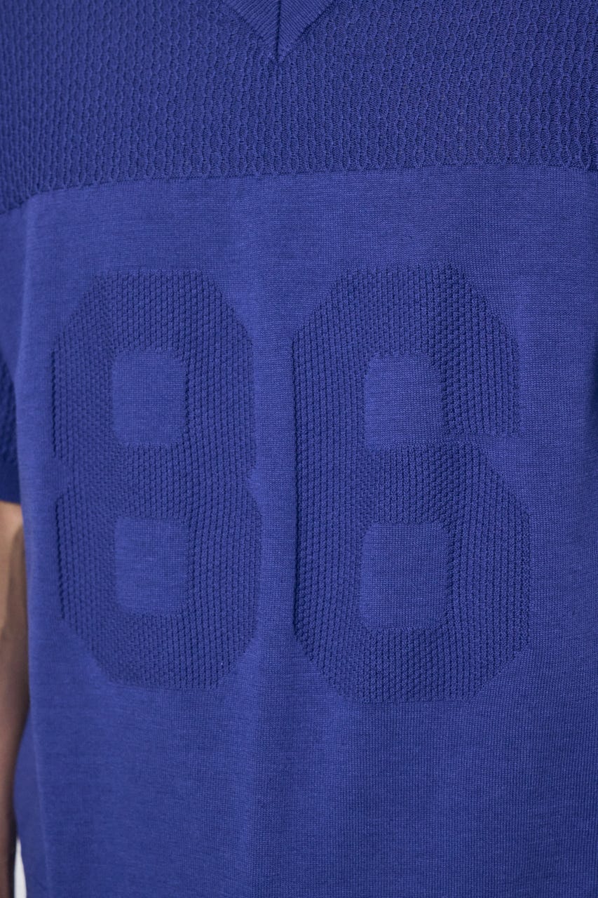 ナンバリングニットトップス BLU M