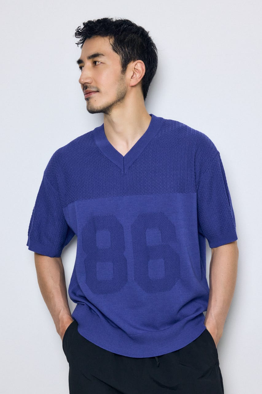 ナンバリングニットトップス BLU M
