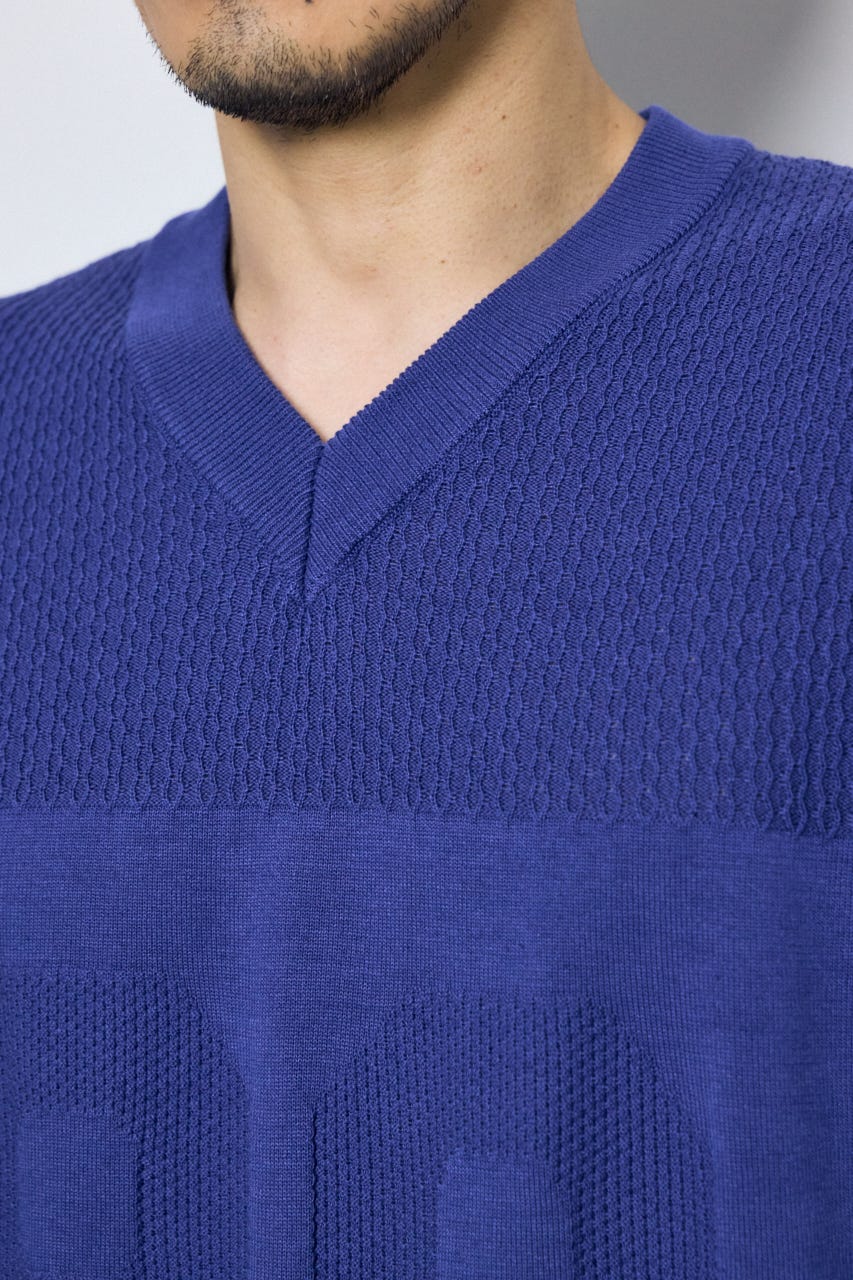 ナンバリングニットトップス BLU M