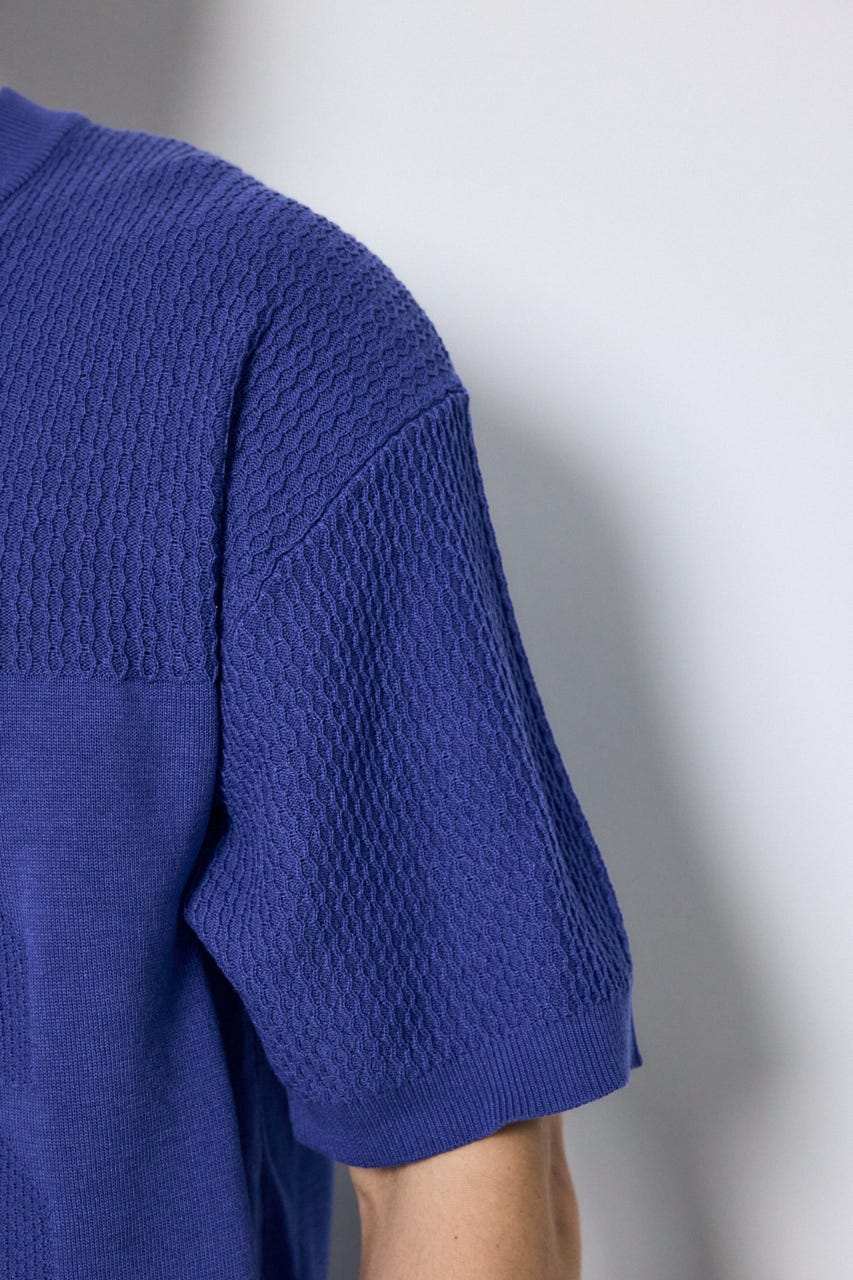 ナンバリングニットトップス BLU M