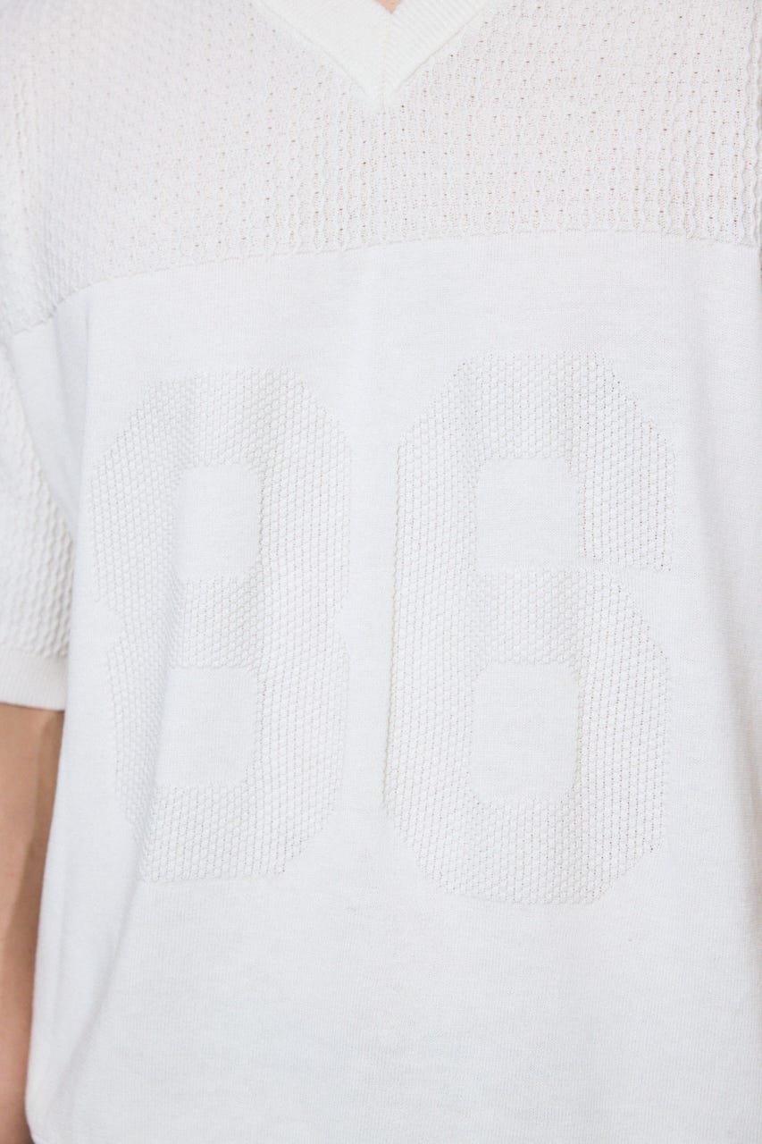 ナンバリングニットトップス O/WHT M