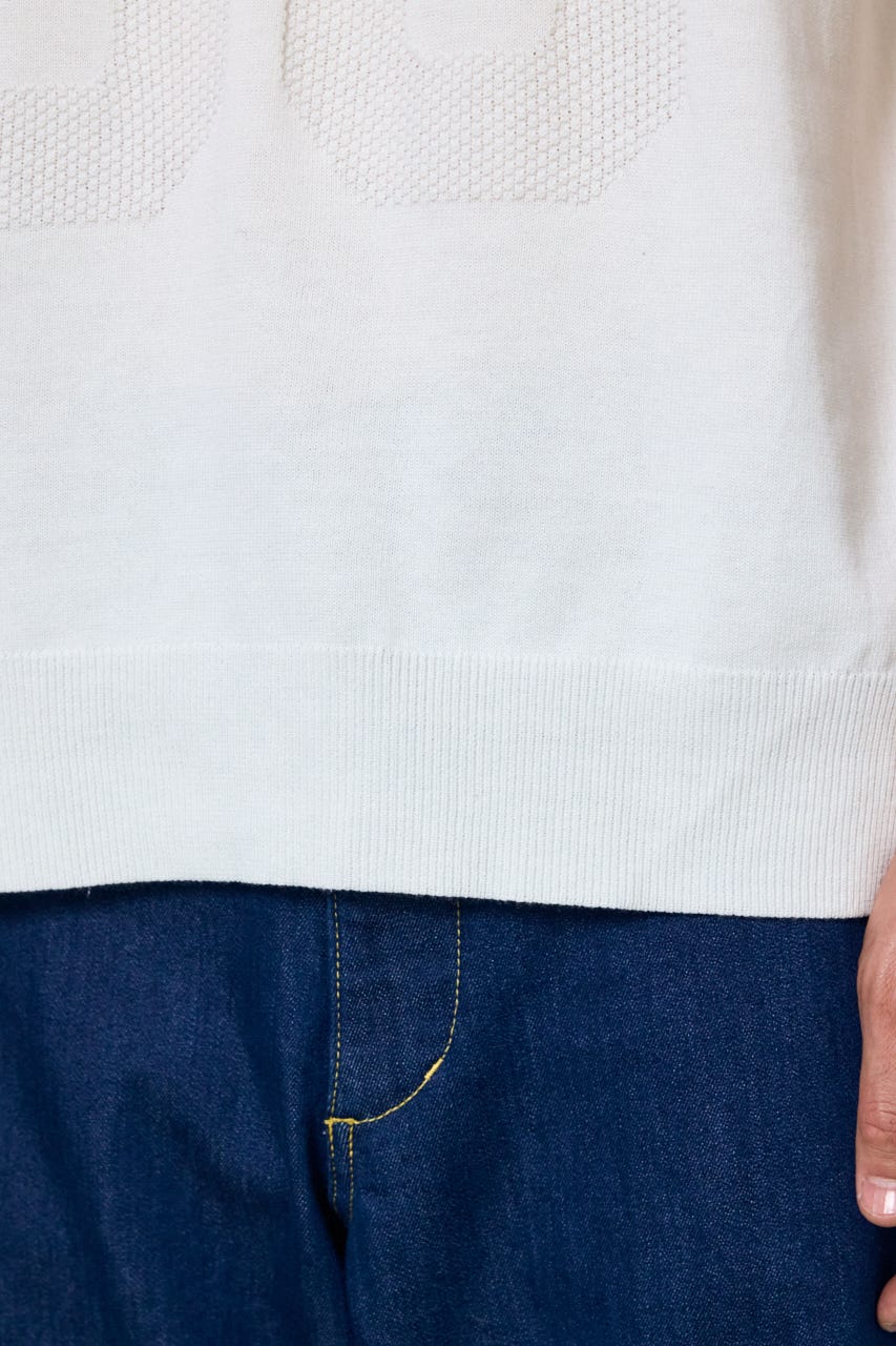 ナンバリングニットトップス O/WHT M