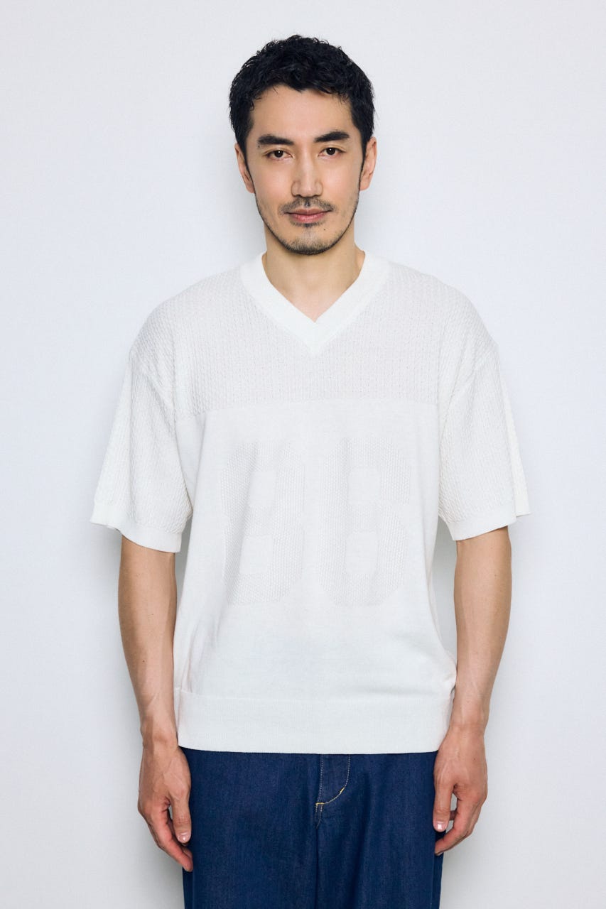 ナンバリングニットトップス O/WHT M