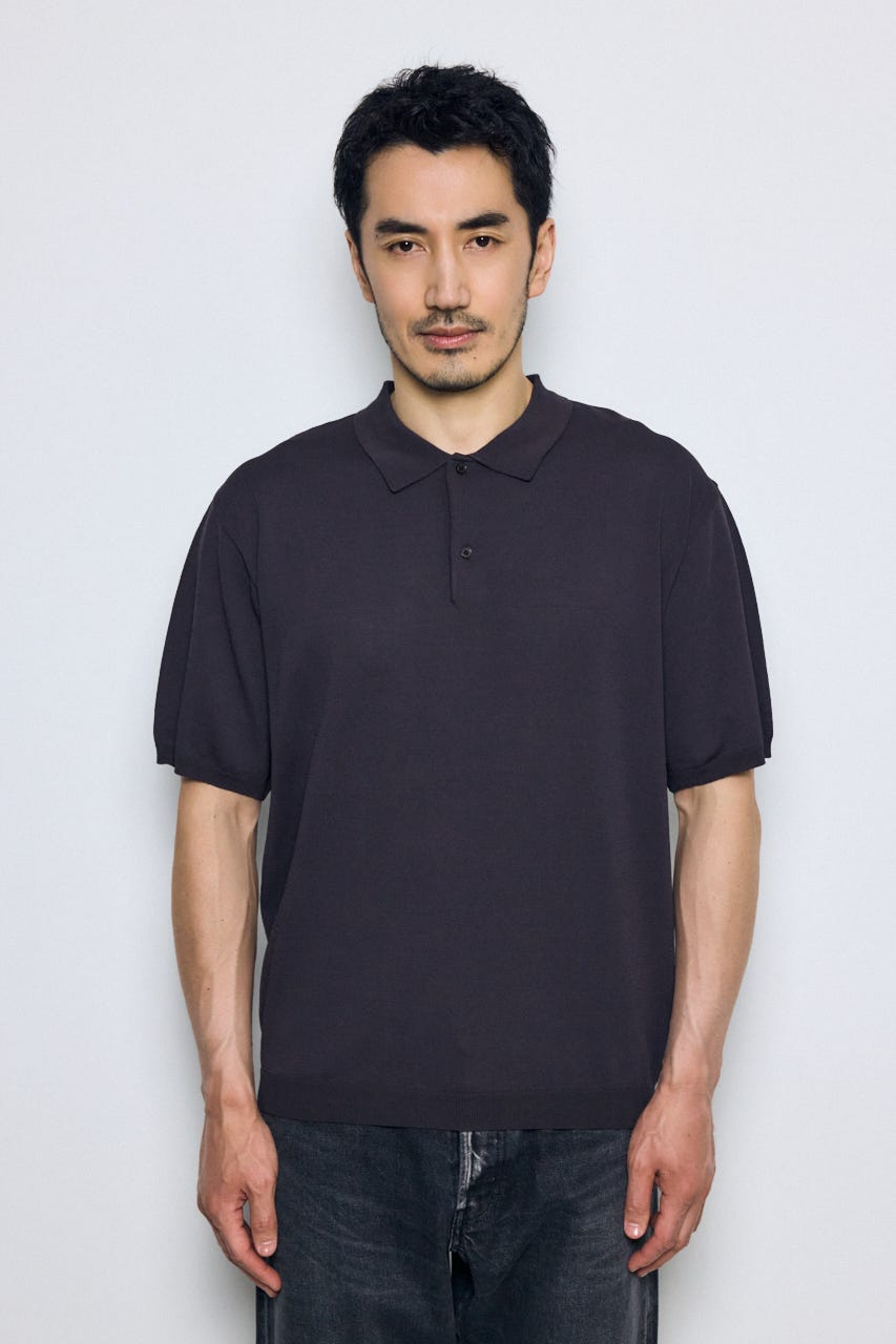 コンフォートニットポロシャツ L/BLK M