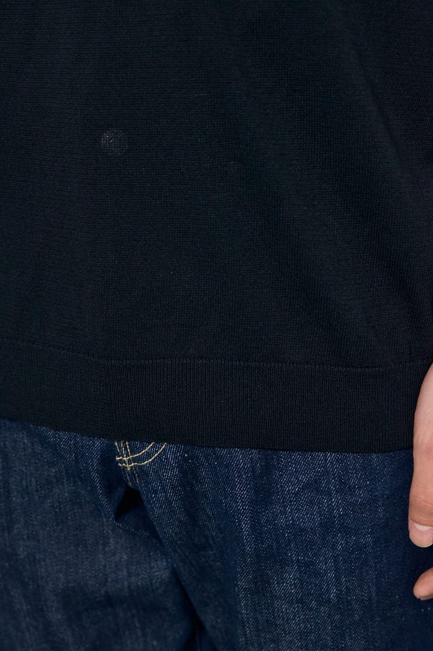 フロントロゴ半袖サマーニット BLK M
