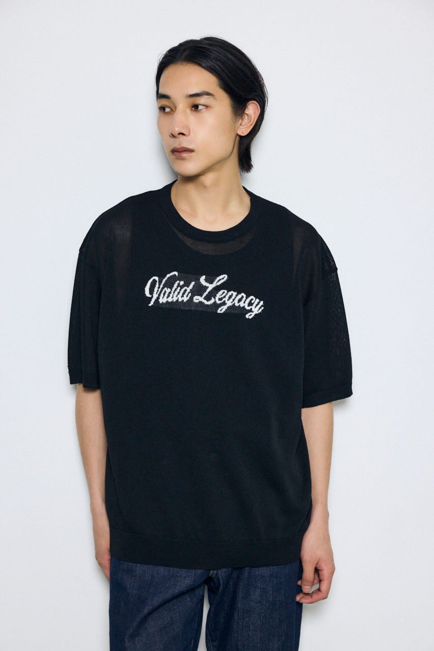フロントロゴ半袖サマーニット BLK M