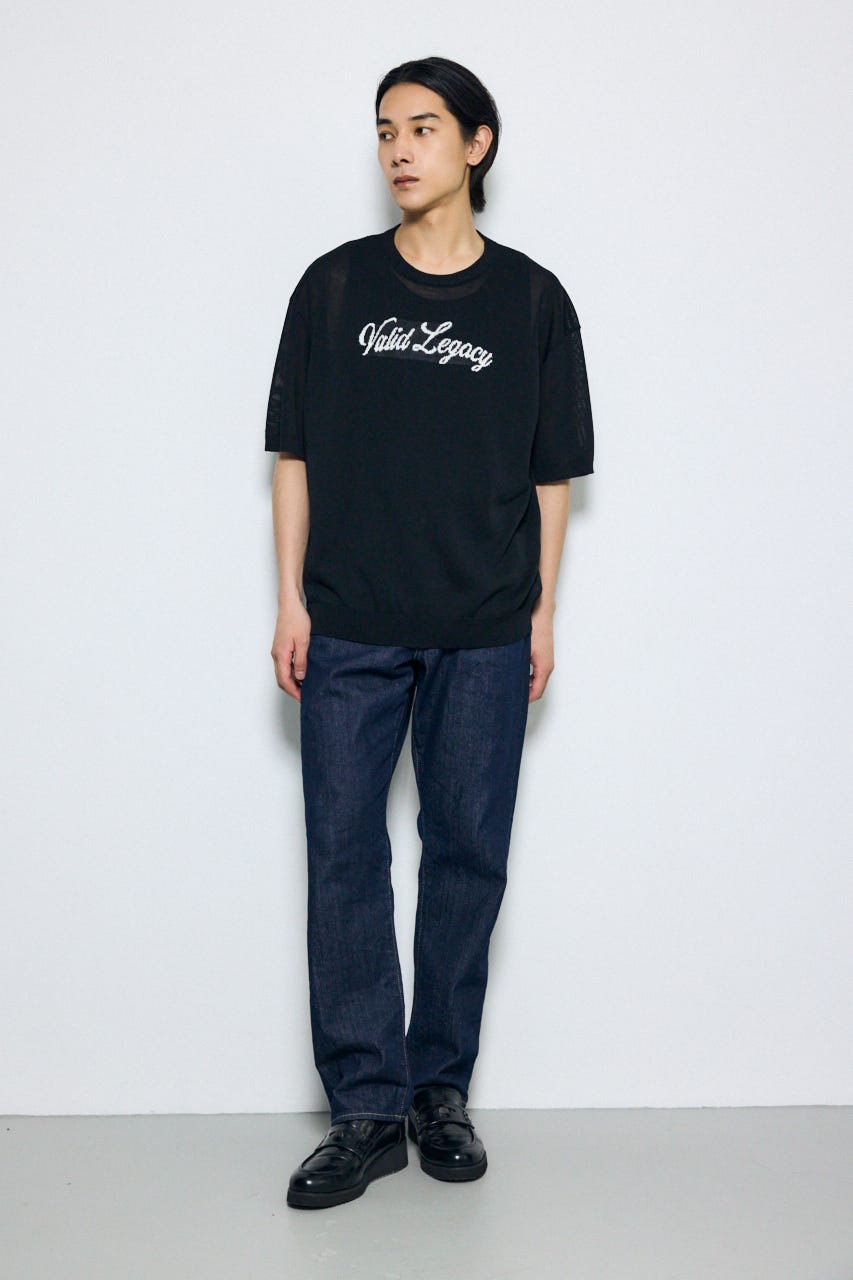 フロントロゴ半袖サマーニット BLK M