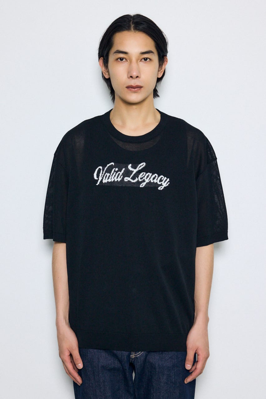 フロントロゴ半袖サマーニット BLK M