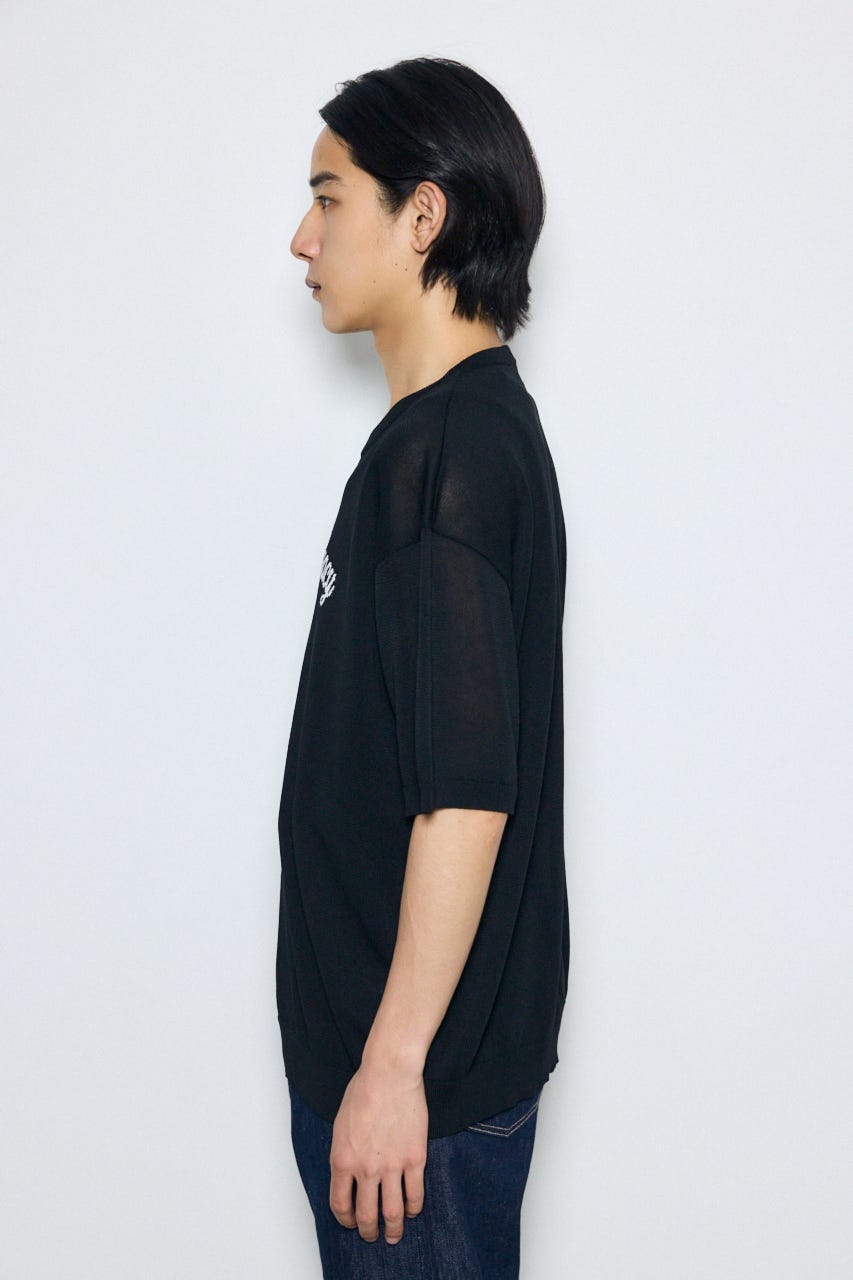 フロントロゴ半袖サマーニット BLK M