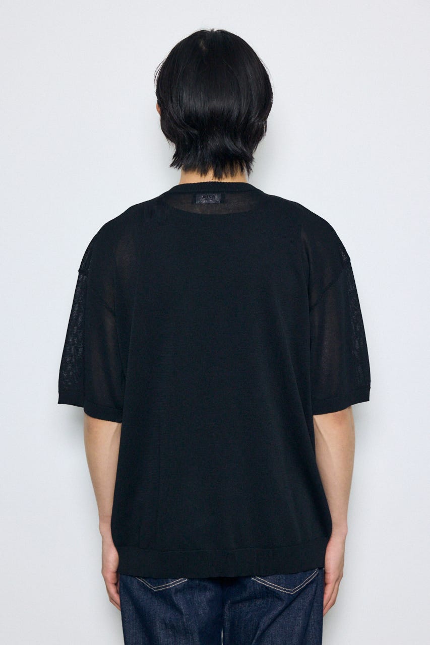 フロントロゴ半袖サマーニット BLK M
