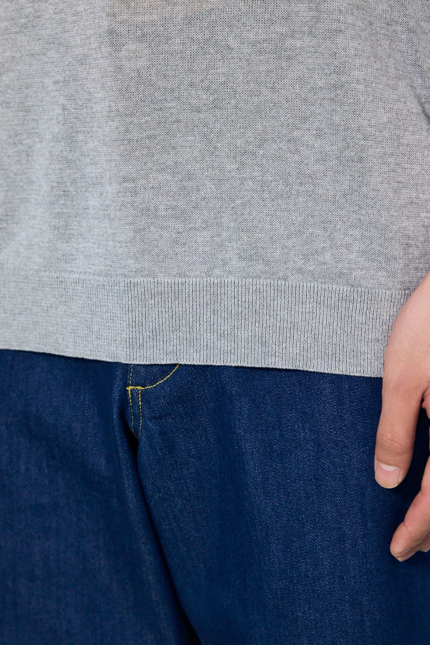 フロントロゴ半袖サマーニット T.GRY M