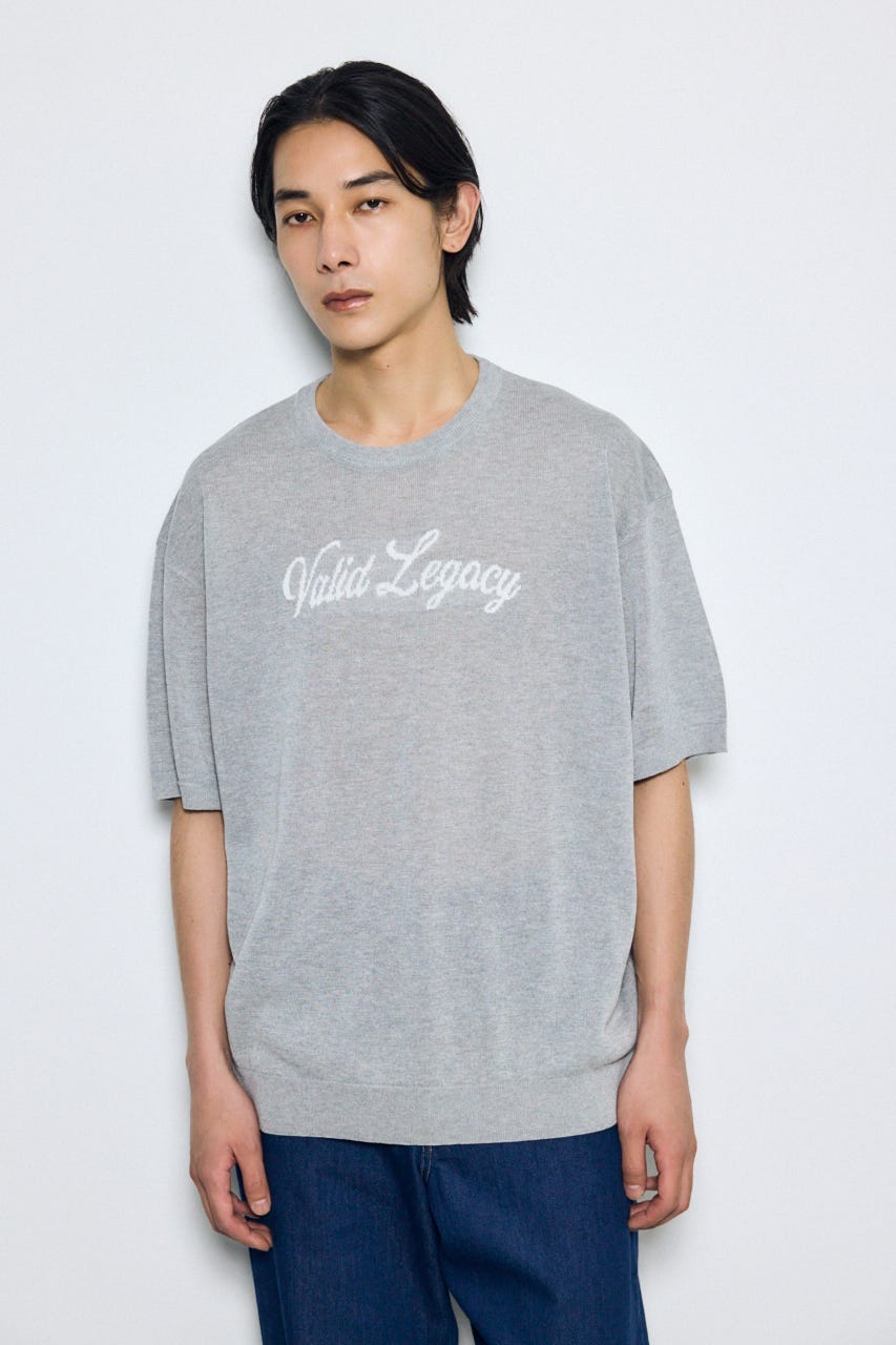 フロントロゴ半袖サマーニット T.GRY M