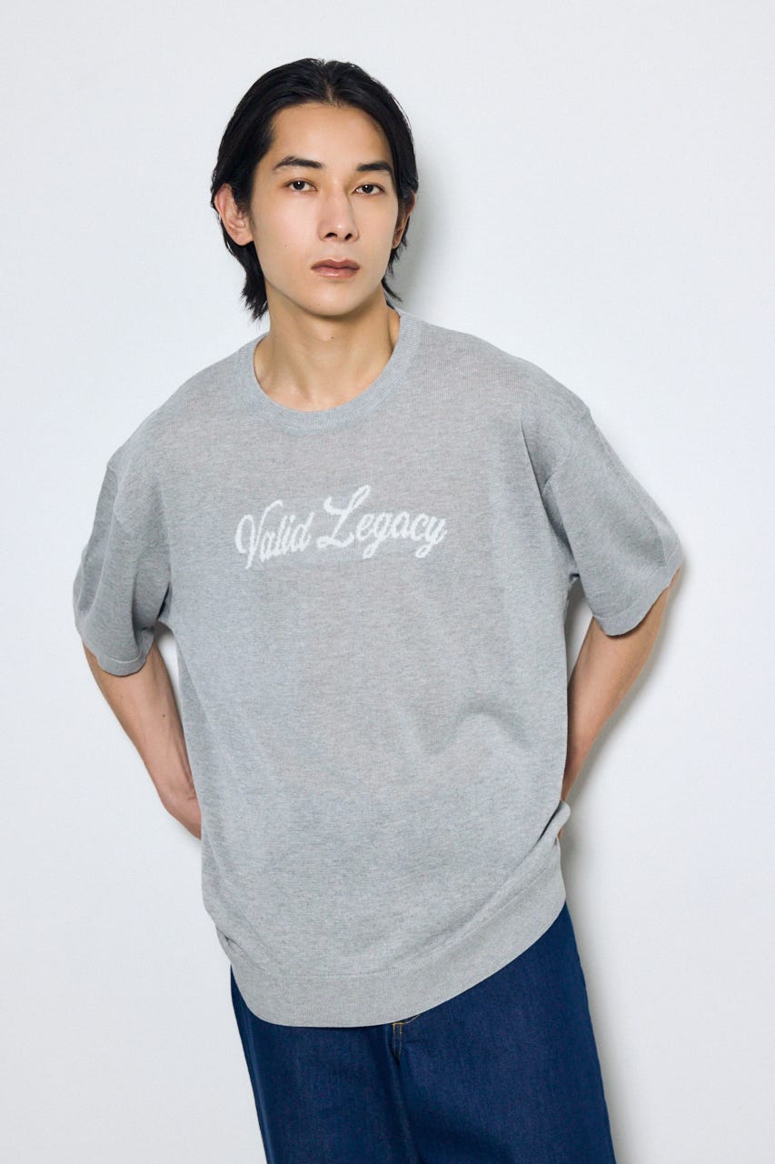 フロントロゴ半袖サマーニット T.GRY M